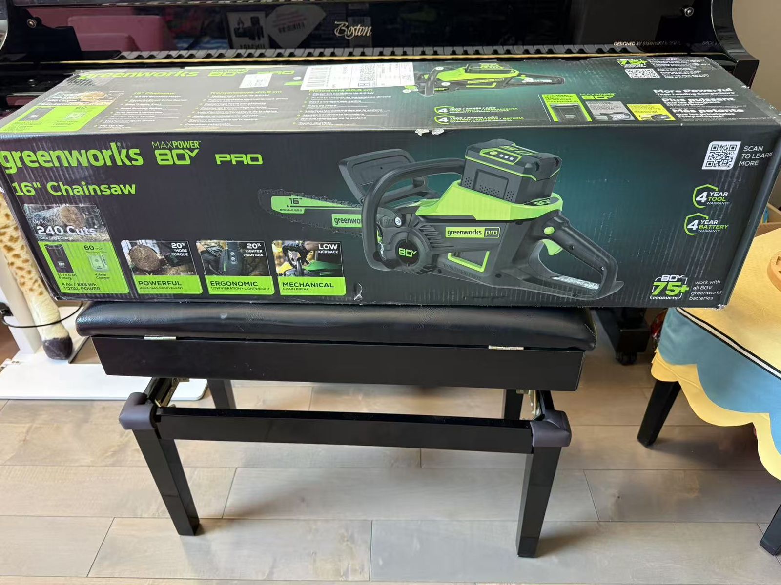 NEW Greenworks 80V 16" Brushless Chainsaw Kit | 4.0Ah Battery + Charger | Factory Sealed