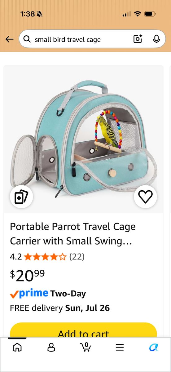 Small bird carrier