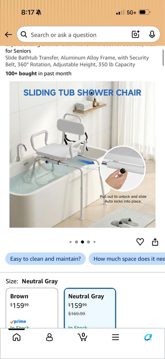 Sliding shower chair