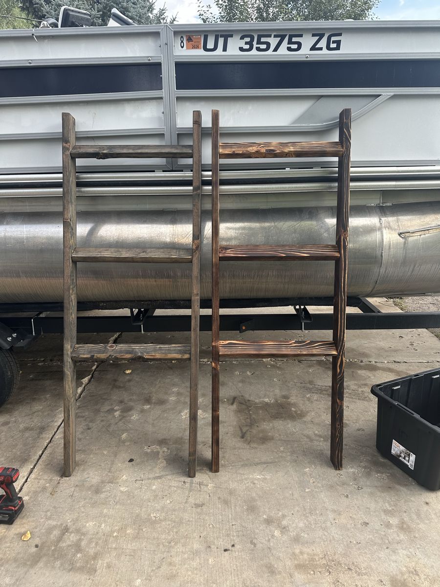 Handmade Wooden Blanket Ladder 6ft - Custom Stained or Wood Burnt Decorative Display