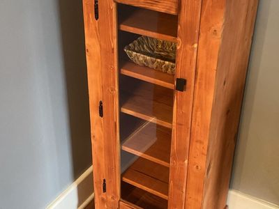 Solid Wood Storage Cabinet with Glass Door and Shelves