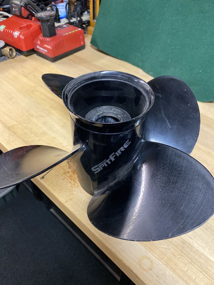 Mercury SpitFire 4-Blade Aluminum Propeller - Black 13 x17 pitch outboard motor.