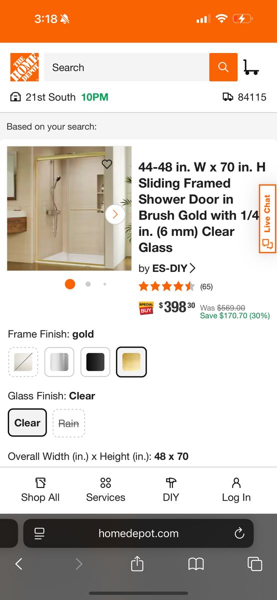 44x48 Shower Door Kit