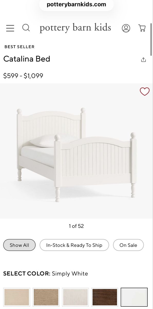 Pottery Barn Kids Catalina Bed Frame in Simply White