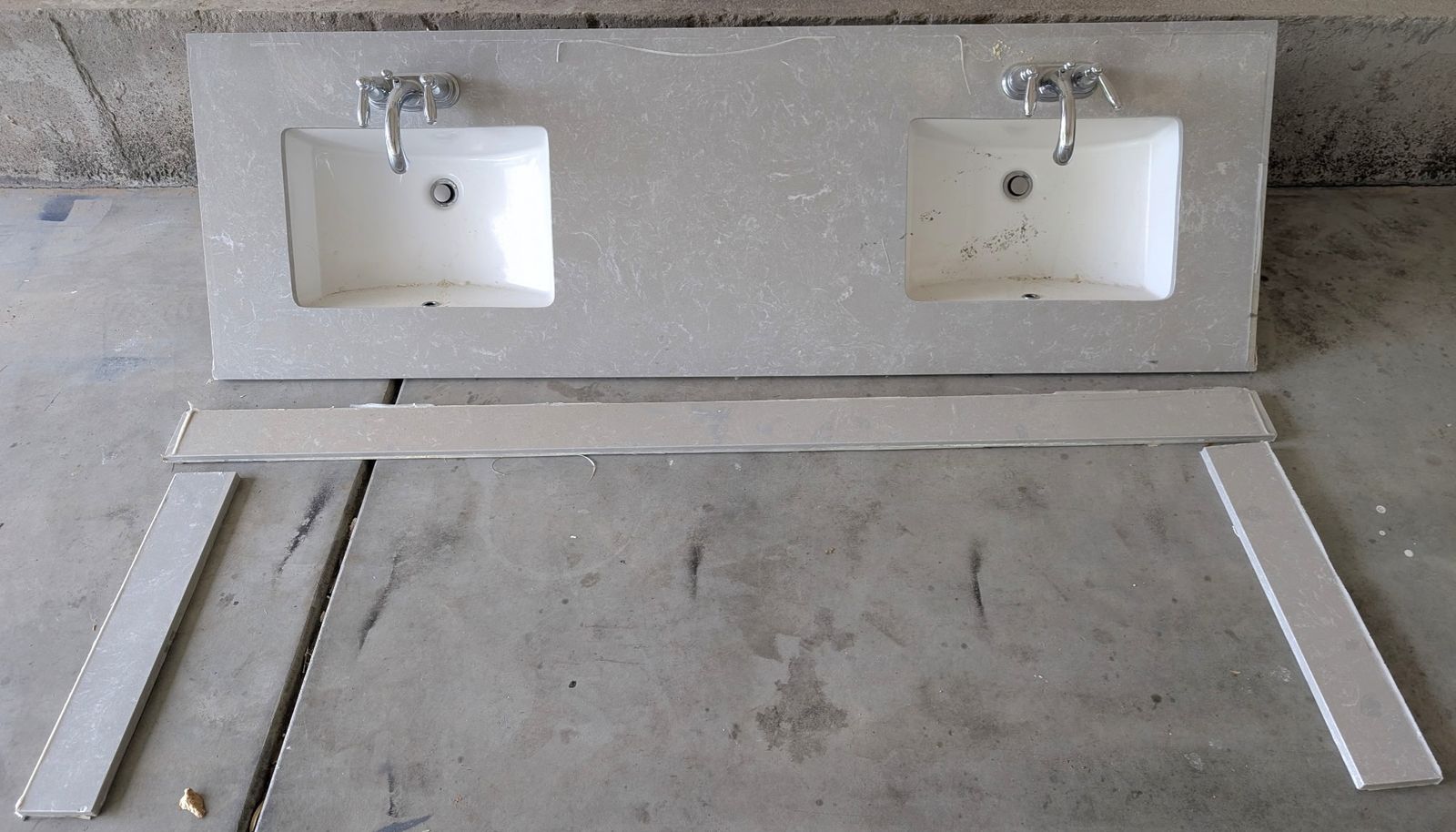 72" Double Sink Marble Vanity Top with Faucets – Excellent Condition