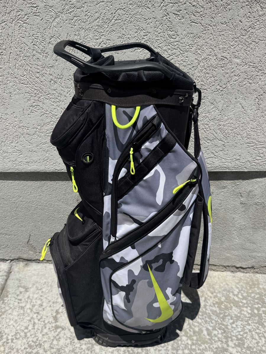 Nike Camo Golf Bag with Cooler & Storage - Gray/Black/Neon Green