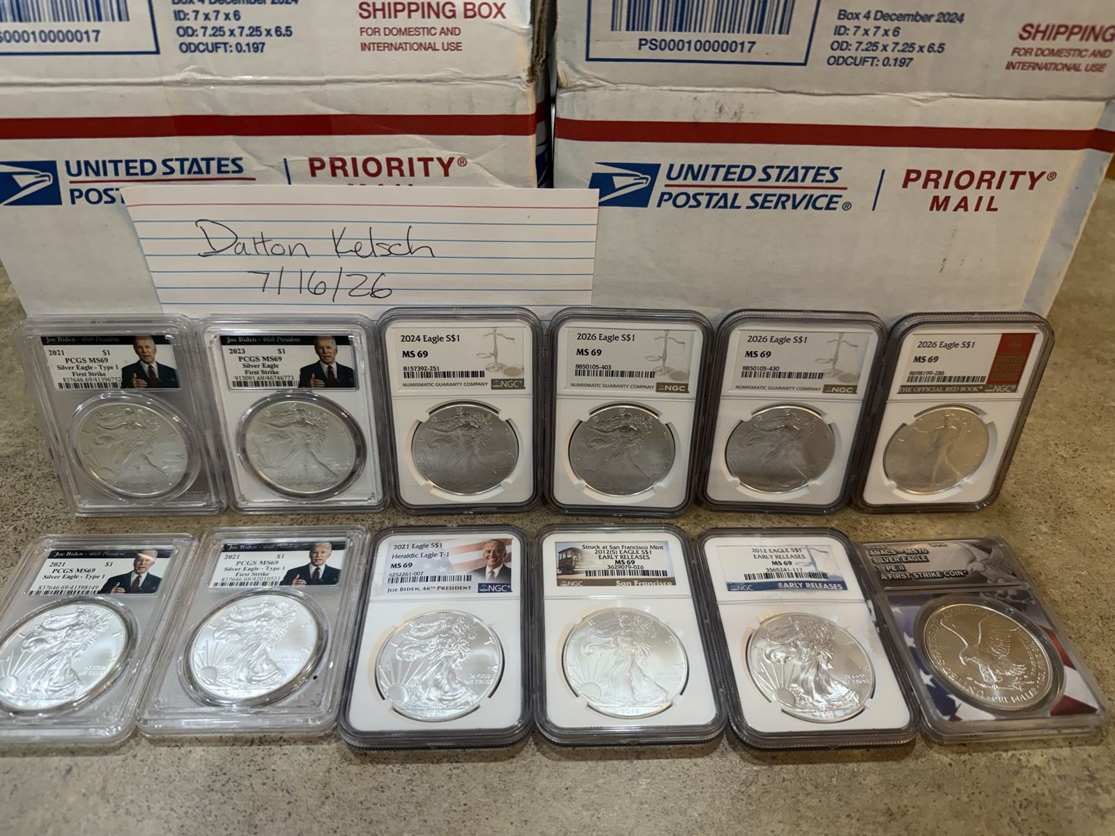 NGC & PCGS Graded Silver American Eagle MS69 & MS70 Coin Collection, Mixed Years & Types