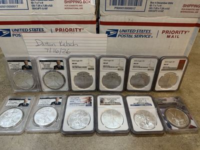 NGC & PCGS Graded Silver American Eagle MS69 & MS70 Coin Collection, Mixed Years & Types