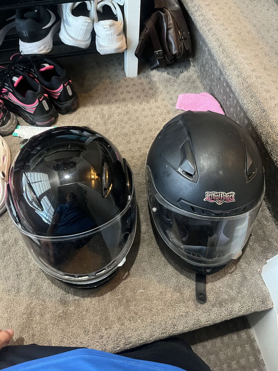 I have 3 motorcycle helmets two have no brand one is hjc all of them are medium $40 for each or $100 for all