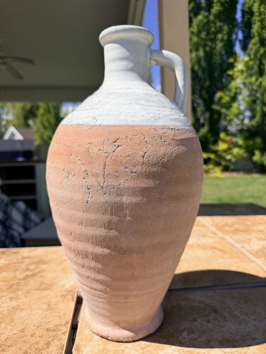 Pink Rustic Pitcher 15 Inch Large Tall Ceramic Far