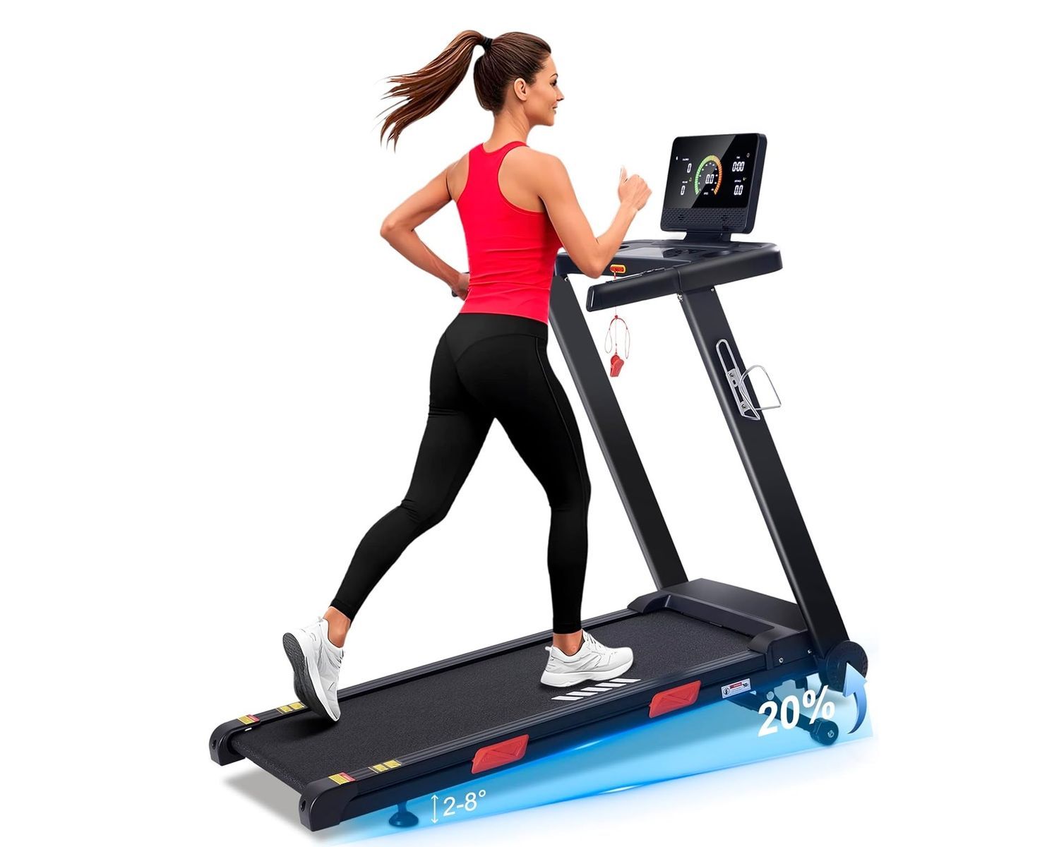 20% Auto Incline Treadmill, 3.0HP, 10 MPH Running Machine, 18.5" Wide Belt, 350 lbs Capacity, Bluetooth
