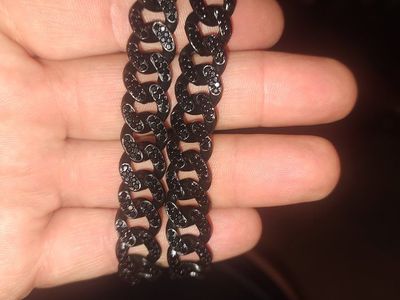 Unbranded Black Pavé Cuban Link Chain Bracelet/Anklet - Iced Out, Hip Hop Style