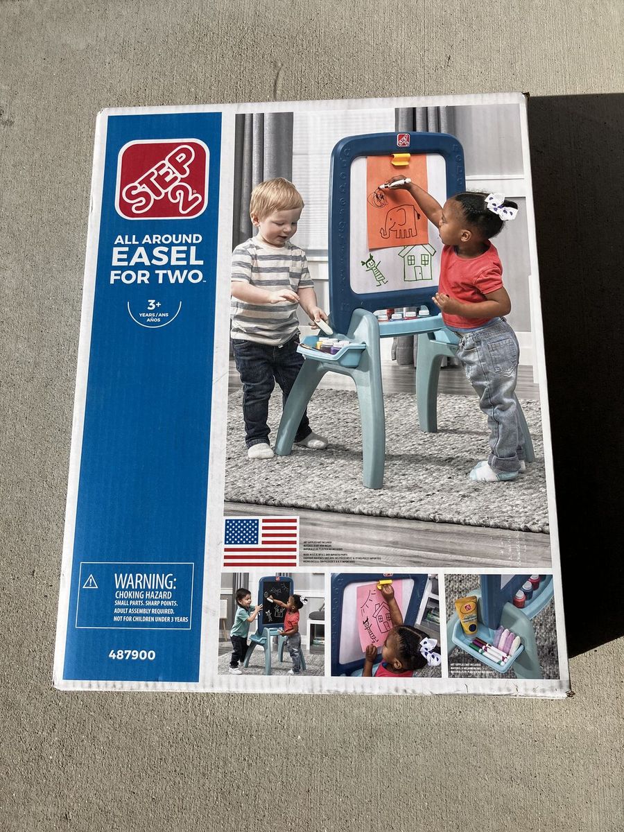 Step2 All Around Easel for Two - Toddler Chalkboard and Magnetic Whiteboard