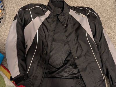 REISSA Scholer Dynatec Cordura Scotchlite 3M Motorcycle Jacket Black/Grey