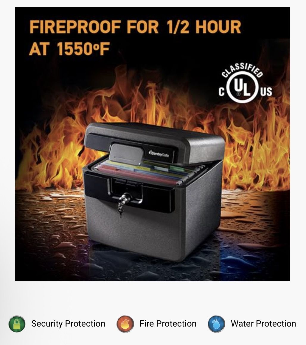 Grey water and fire safe file cabinet