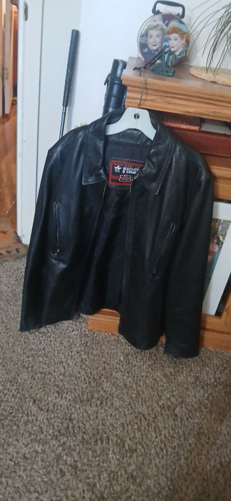 First Classic Leather Gear Womens Black Leather  Jacket XL