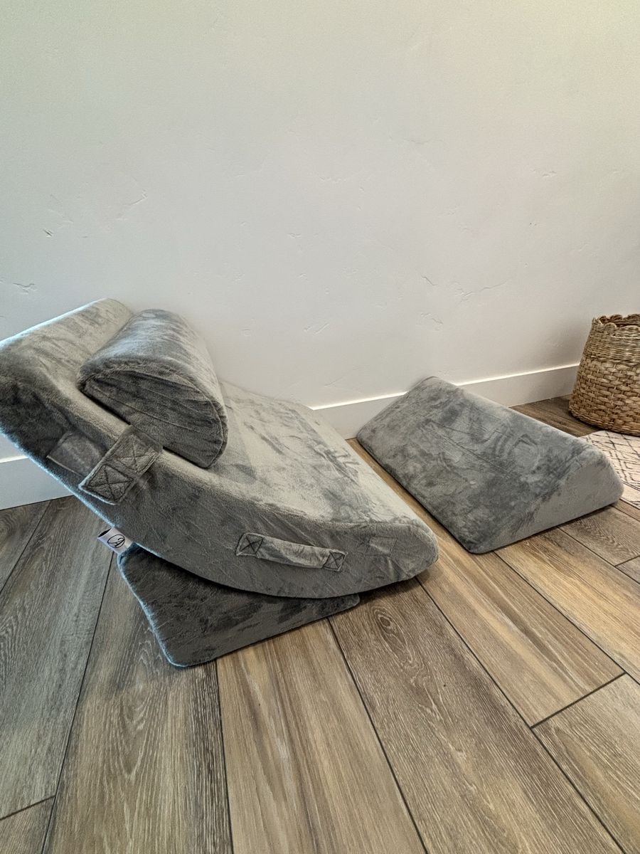 Adjustable Foam Wedge Pillow Set Gray Plush Support Cushion