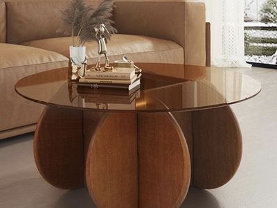Brand New Modern Round Coffee Table with Solid Wood Legs