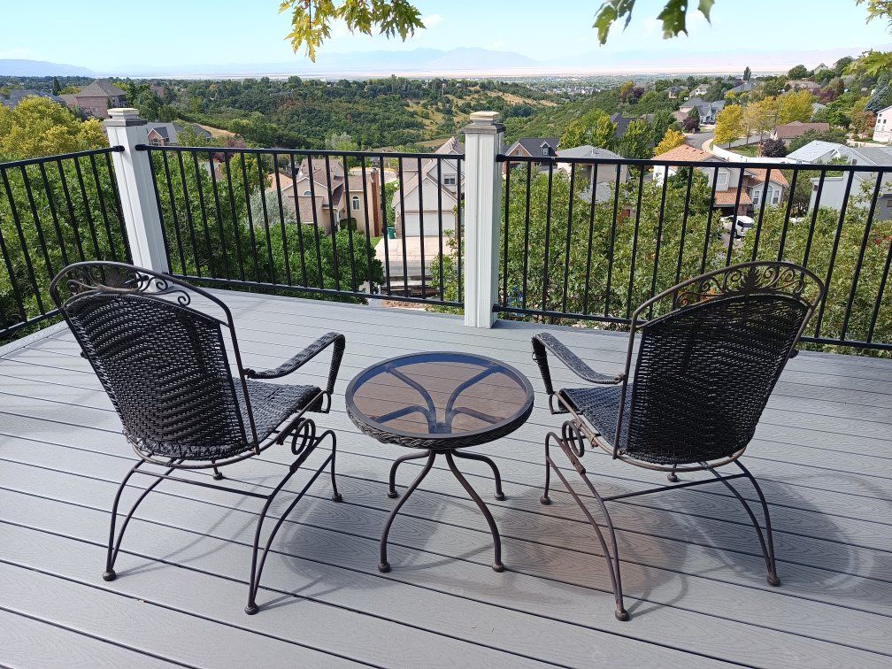Patio Bistro Set Wicker Metal 2 Chairs and Glass Top Table