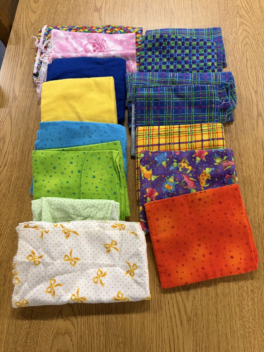 Flannel Fabric Remnant Lot for Sewing Crafting DIY