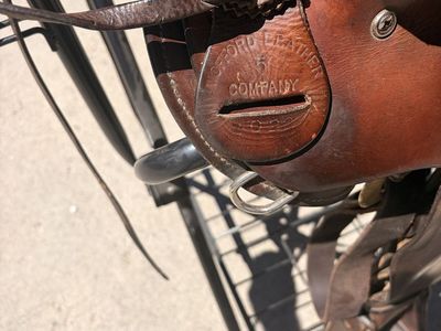 Vintage Wofford Leather Company Western Saddle with custom turned stirrups