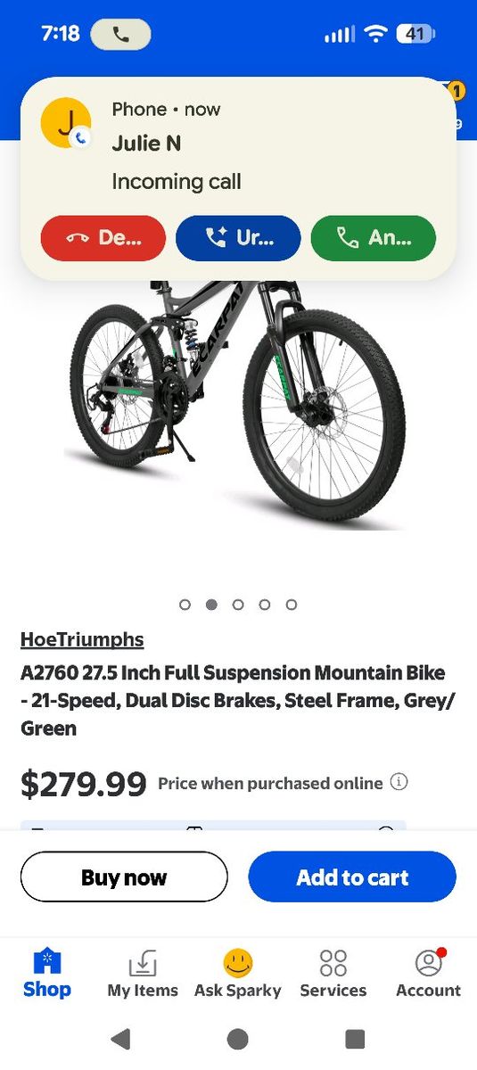 Ecarpat A2760 27.5" Full Suspension Mountain Bike - 21-Speed, Dual Disc Brakes