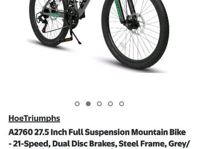 Ecarpat A2760 27.5" Full Suspension Mountain Bike - 21-Speed, Dual Disc Brakes