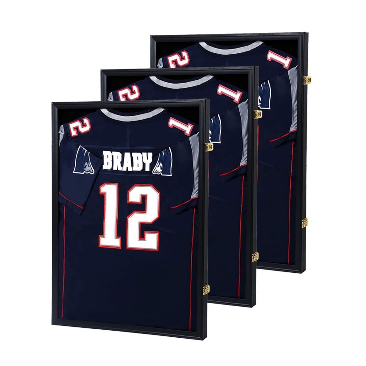 New- 2 Large Sports Jersey Display Frame Case Shadow Box 31.25"x23.25" Shatterproof Acrylic Anti-fade Matt Black