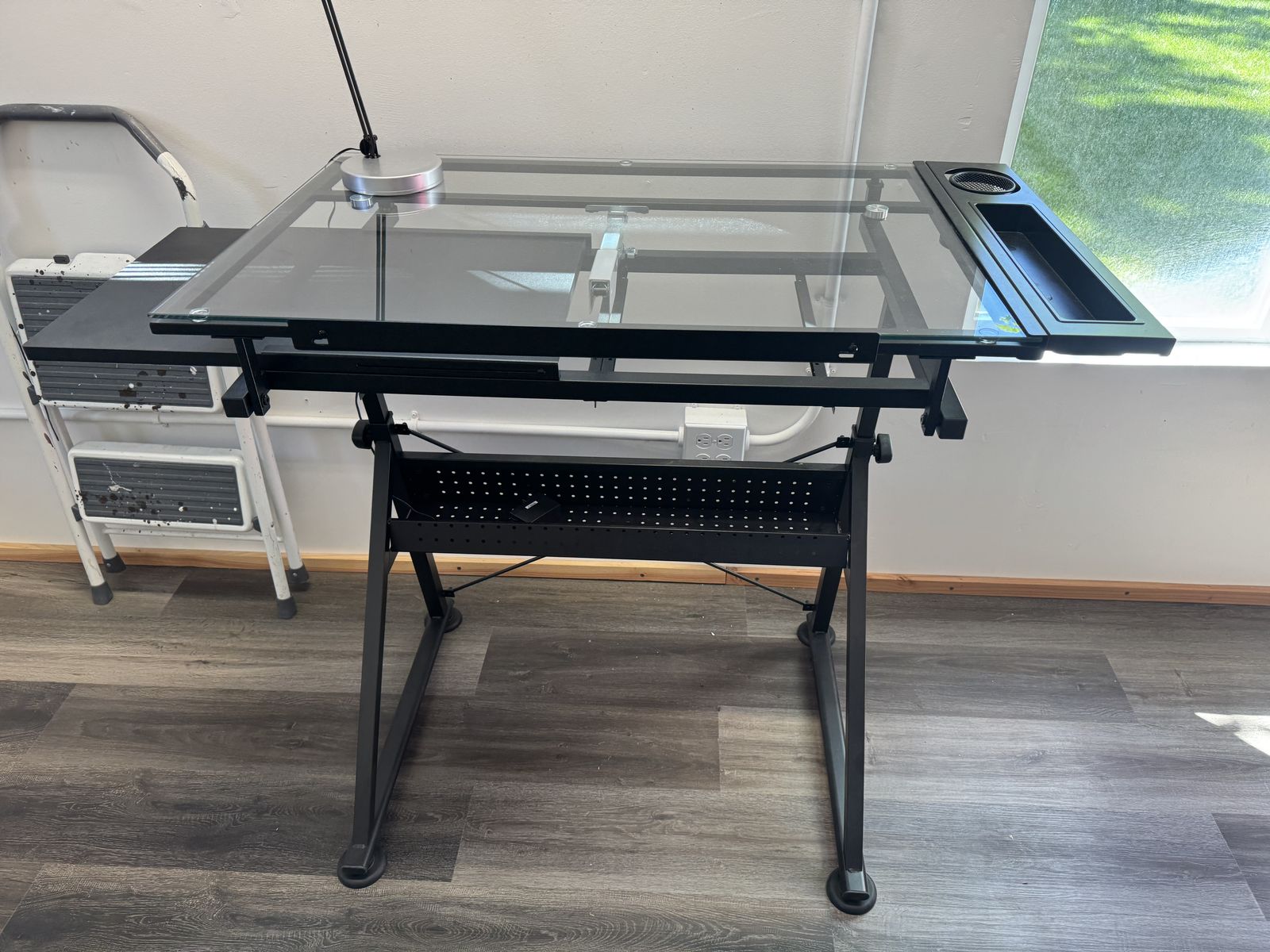 Draft Table, Glass Metal