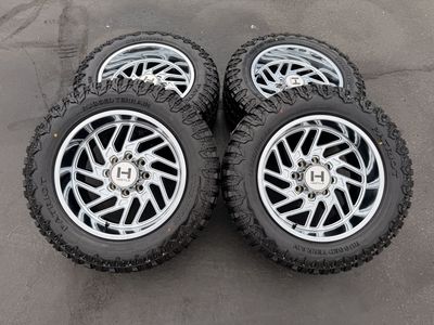 New Chrome Hostile H116 Jigsaw LT285/60r20 Patriot RT 8x6.5 Dodge Ram Cummins Chevy Silverado 2500 3500 8 lug 3 peak snow rated