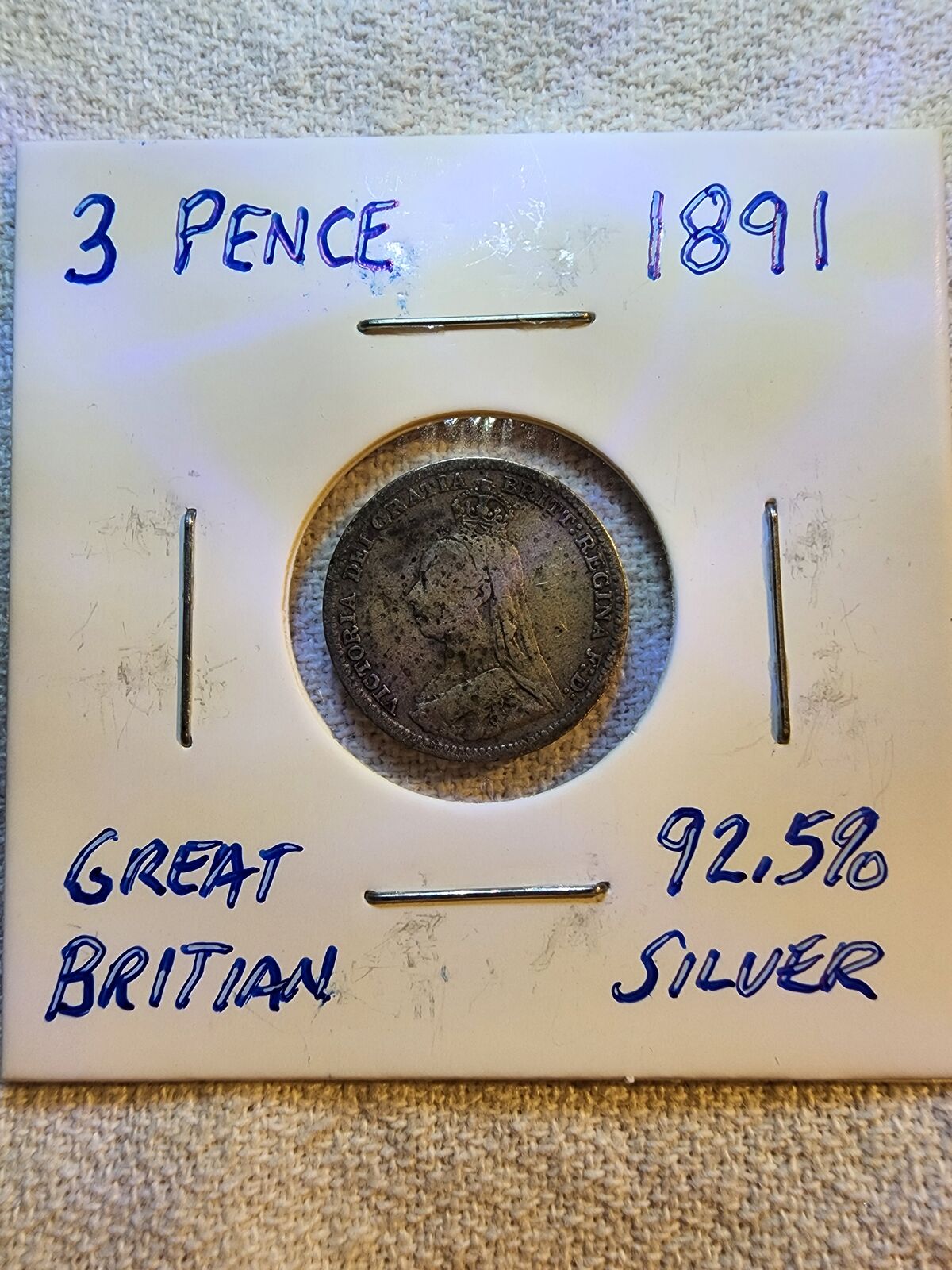 1891 Great Britian 3 Pence - 92.5% Silver