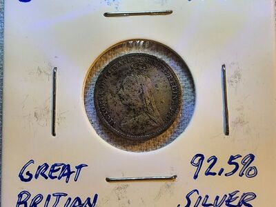 1891 Great Britian 3 Pence - 92.5% Silver
