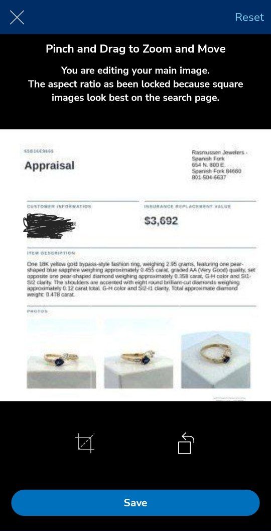18K Yellow Gold Bypass Fashion Ring with Blue Sapphire and Diamonds Size 9.5