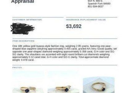 18K Yellow Gold Bypass Fashion Ring with Blue Sapphire and Diamonds Size 9.5