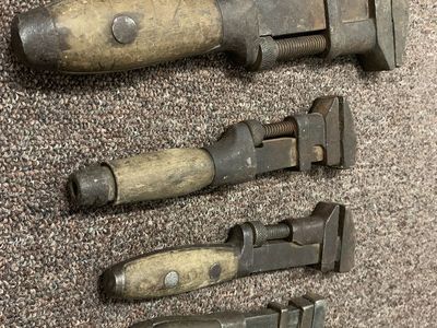 Antique L Coes Wooden Hsndle Adjustable Wrenches.