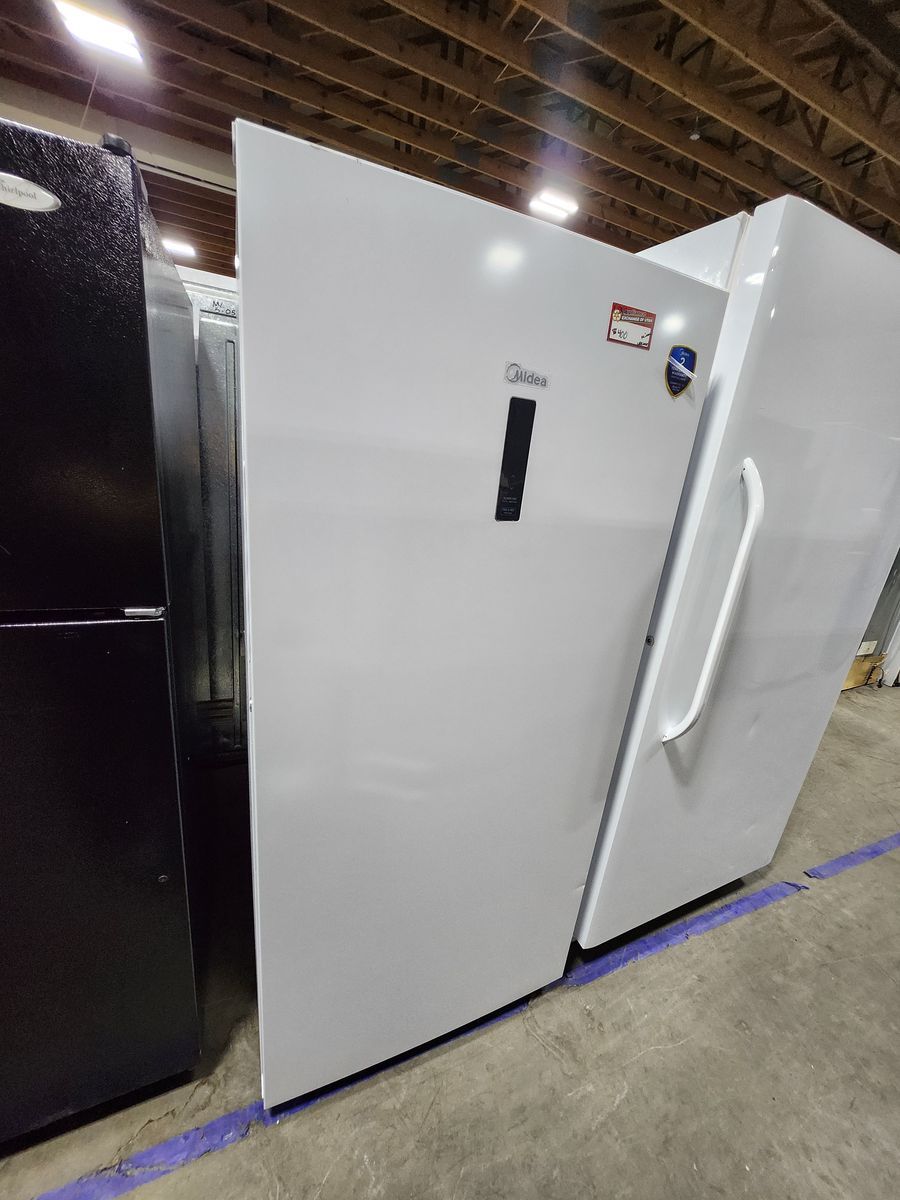 Midea Upright Stand-Up Freezer in White with Digital Display