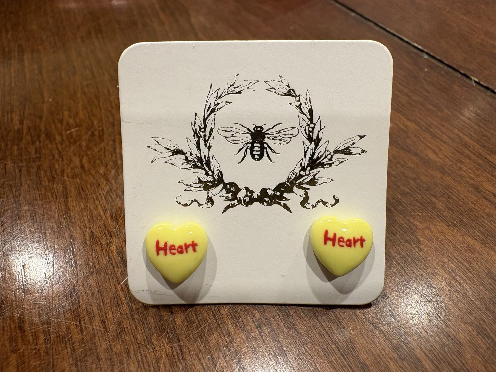New Conversation Heart Yellow Enamel Heart Earrings 