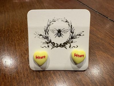 New Conversation Heart Yellow Enamel Heart Earrings