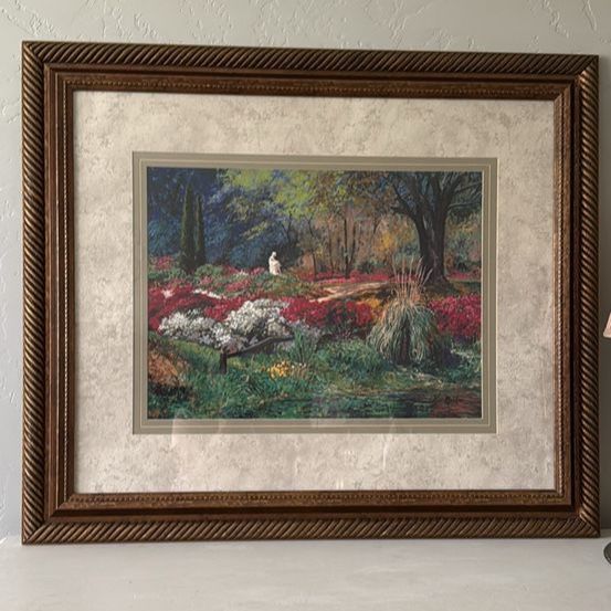 Beautiful Framed Floral Garden Print Wall Art Decor