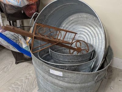 Antique and Vintage Tubs, buckets and everything needed for the yard