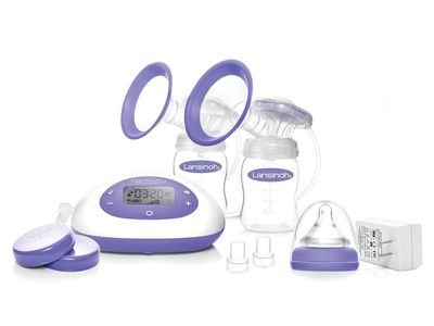 New in box Lansinoh double Electric Breast Pump with ComfortFit Flanges & LCD Display