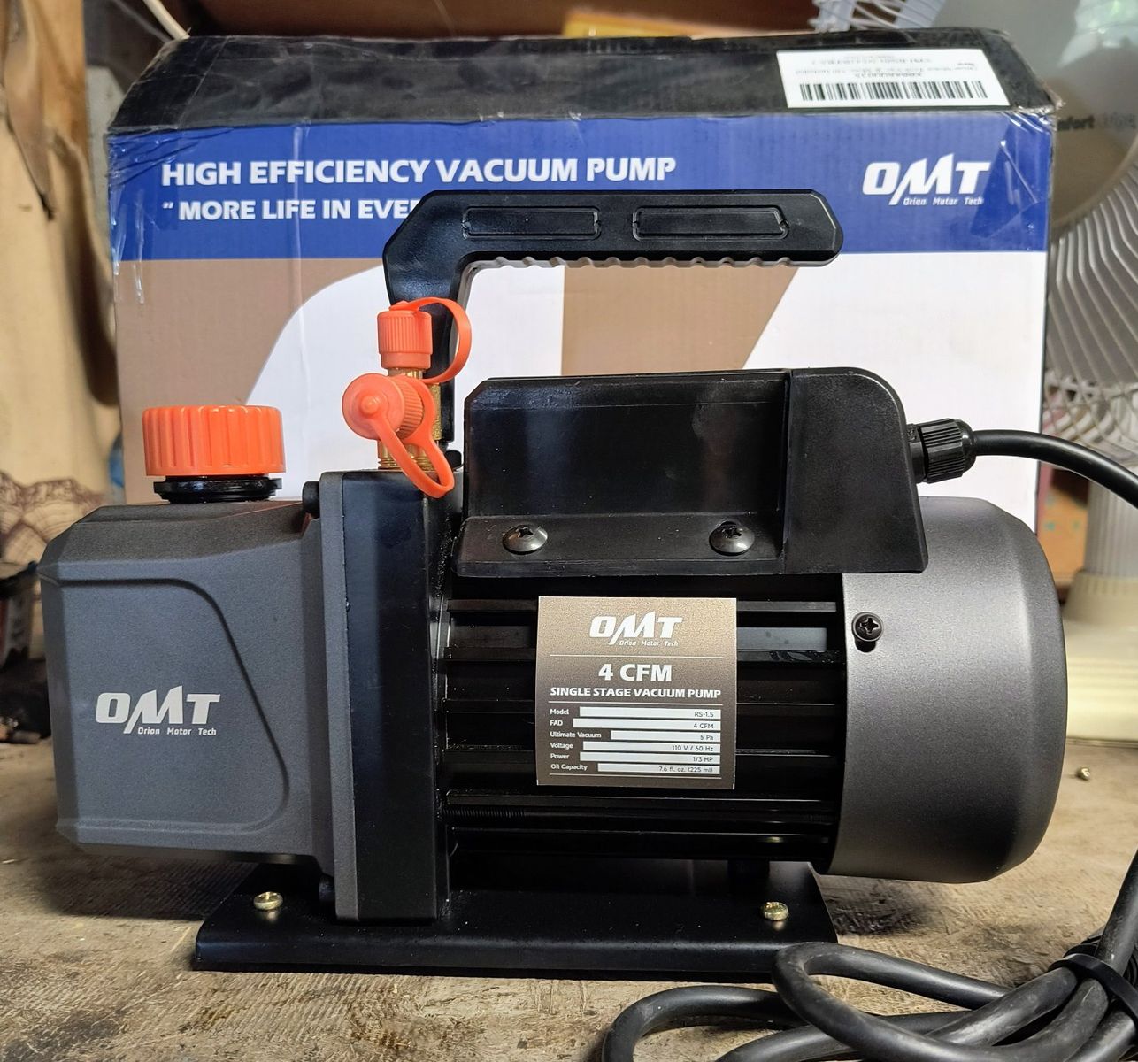 Orion Motor Tech Vacuum Pump 4.0 CFM 1/3 HP