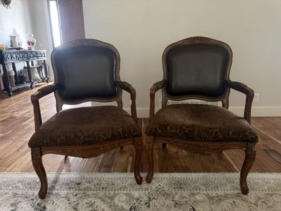 Accent brown wood chairs