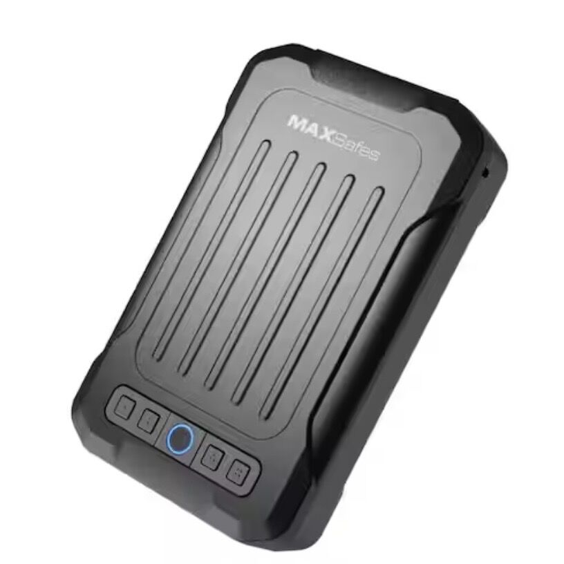 MAXSafes 18- Gauge Steel Portable Lock Box Safe with Digital Fingerprint Lock Access in Black TSA Compliant