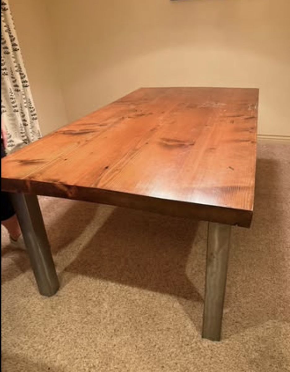 Handcrafted Wood Dining Table with Metal Legs