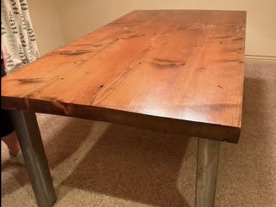 Handcrafted Wood Dining Table with Metal Legs