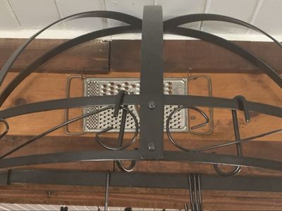 Kitchen Pot Rack Black Metal Arch Design Hanging Storage Organizer w/ Hooks