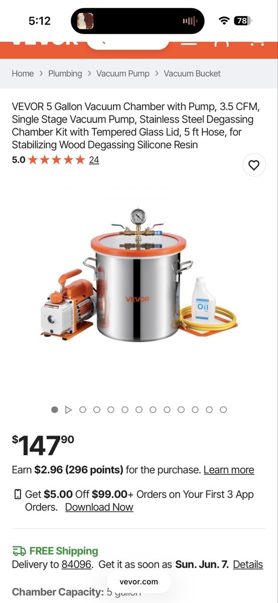 Vevor 5 gallon vacuum chamber BRAND NEW IN BOX