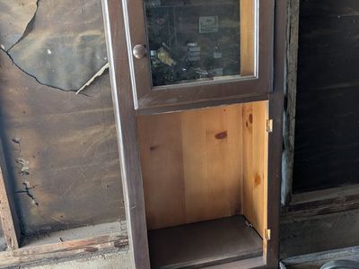 Brown Wood Curio Cabinet Display Stand with Glass Door and 4 Drawers
