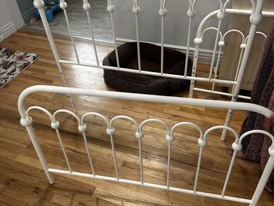 Two White Metal Vintage Style twin Bed Frame